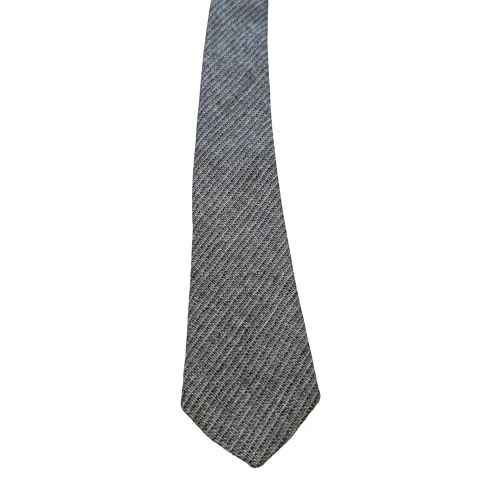 Afonwen Woollen Mill Pure New Wool Tie Gray Textured Made in Wales Classic‎